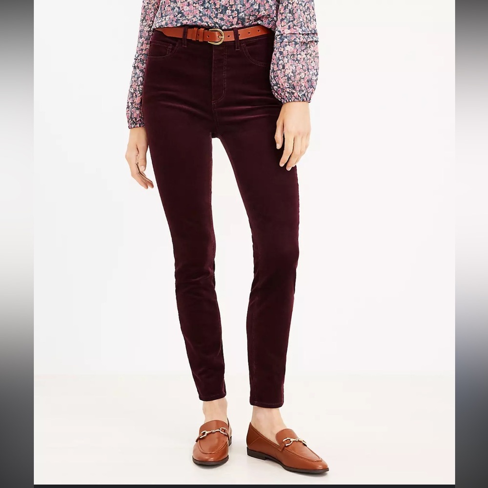 LOFT Women's Burgundy Corduroy Pants